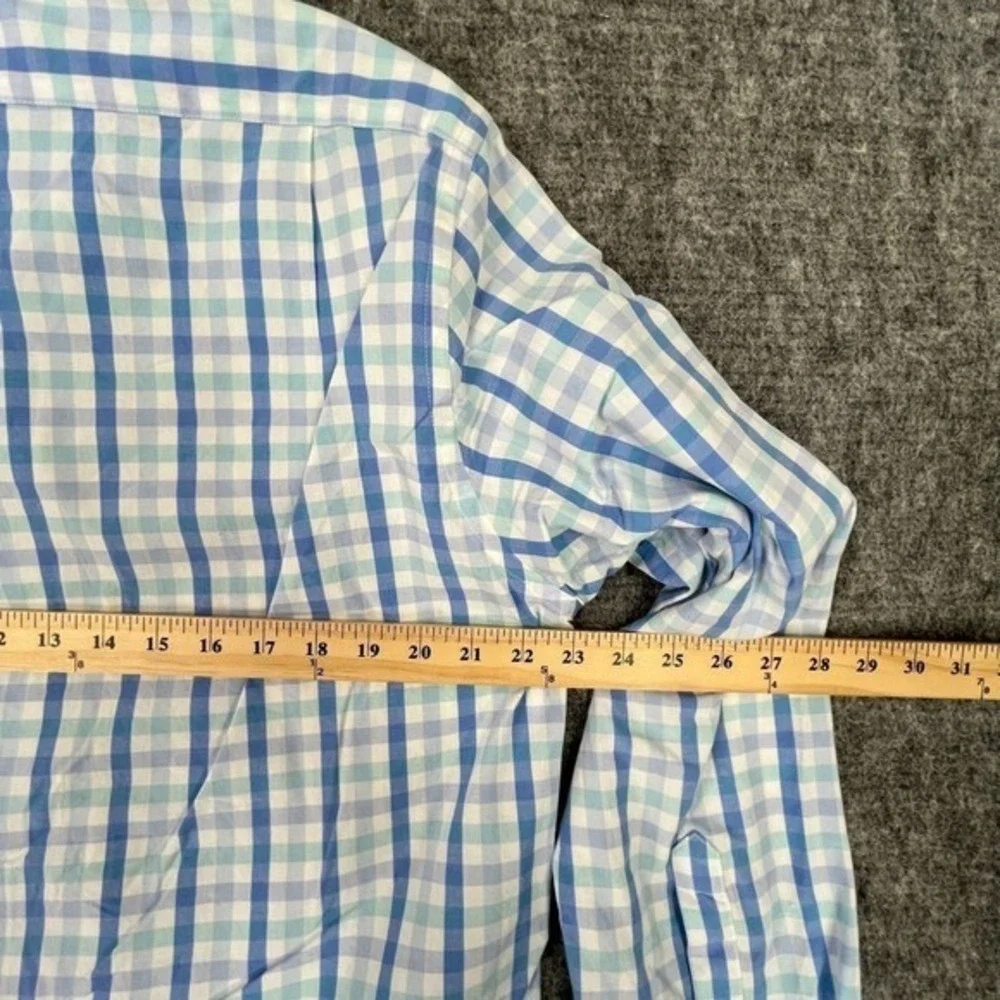 J Crew Slim Fit Office Shirt Mens L Blue Gingham Plaid Button Up Preppy Classic